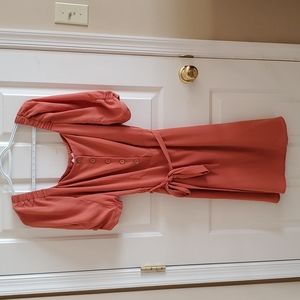 LC Lauren Conrad- Light Orange-Rust Midi Dress Size Large.